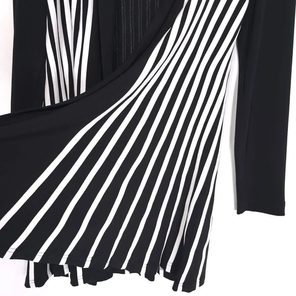 Joseph Ribkoff Women’s Size 8 Cover Up Jacket Black White Long Open Cardigan - Picture 9 of 11